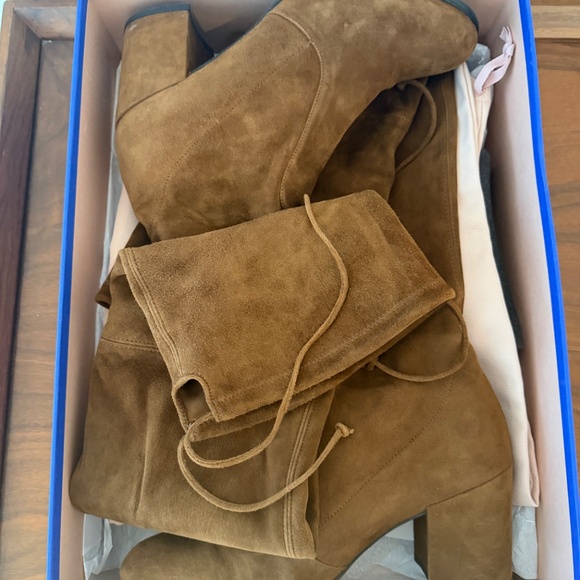 Stuart Weitzman Brown TIELAND Cofffe Suede Over The Knee Heeled Boot W 9.5 / 40 - Picture 4 of 4